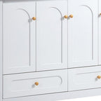 48" White Wood Freestanding Four Door Bathroom Vanity With Sink And Two Drawers