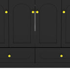 48" Black Wood Freestanding Four Door Bathroom Vanity With White Sink And Two Drawers