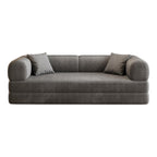 79" Blue Corduroy Convertible Futon Sleeper Sofa With Toss Pillows