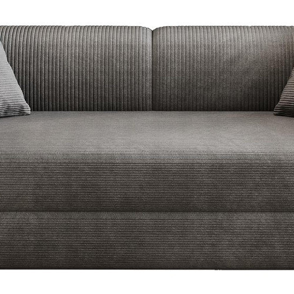 79" Blue Corduroy Convertible Futon Sleeper Sofa With Toss Pillows