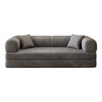 79" Blue Corduroy Convertible Futon Sleeper Sofa With Toss Pillows