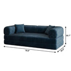 79" Blue Corduroy Convertible Futon Sleeper Sofa With Toss Pillows