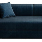 79" Blue Corduroy Convertible Futon Sleeper Sofa With Toss Pillows