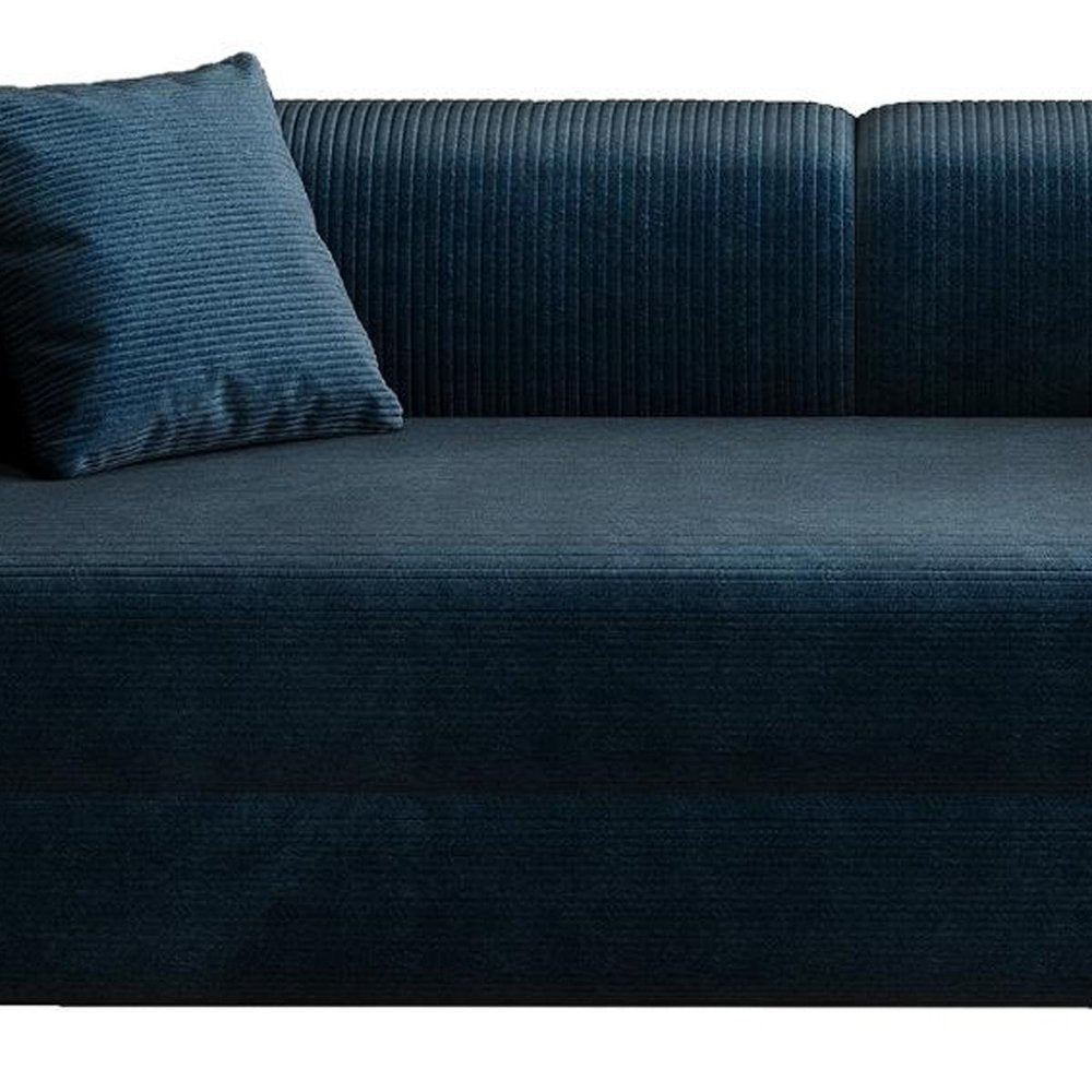 79" Blue Corduroy Convertible Futon Sleeper Sofa With Toss Pillows