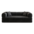 79" Black Corduroy Convertible Futon Sleeper Sofa With Toss Pillows