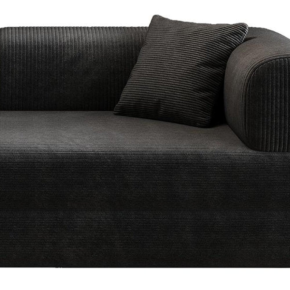 79" Black Corduroy Convertible Futon Sleeper Sofa With Toss Pillows