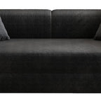 79" Black Corduroy Convertible Futon Sleeper Sofa With Toss Pillows