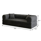 79" Black Corduroy Convertible Futon Sleeper Sofa With Toss Pillows