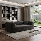 79" Black Corduroy Convertible Futon Sleeper Sofa With Toss Pillows