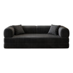 79" Black Corduroy Convertible Futon Sleeper Sofa With Toss Pillows