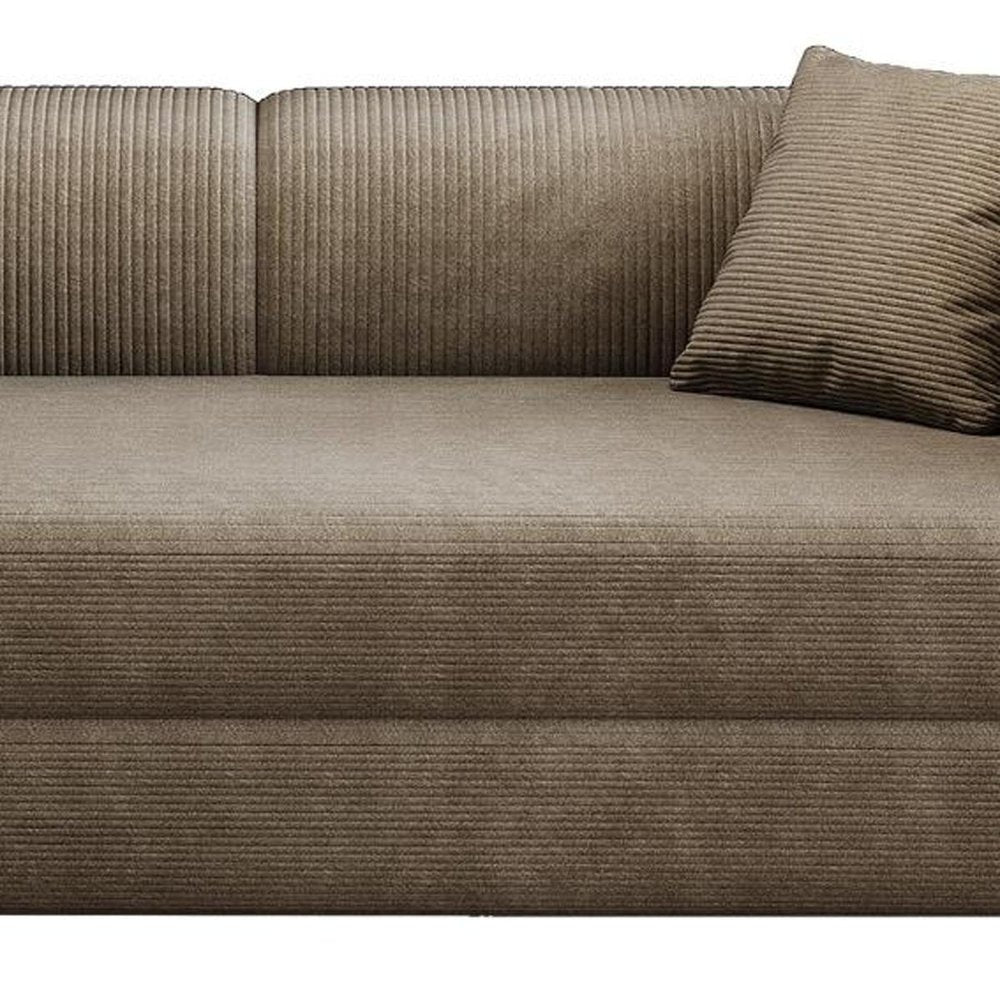 79" Black Corduroy Convertible Futon Sleeper Sofa With Toss Pillows