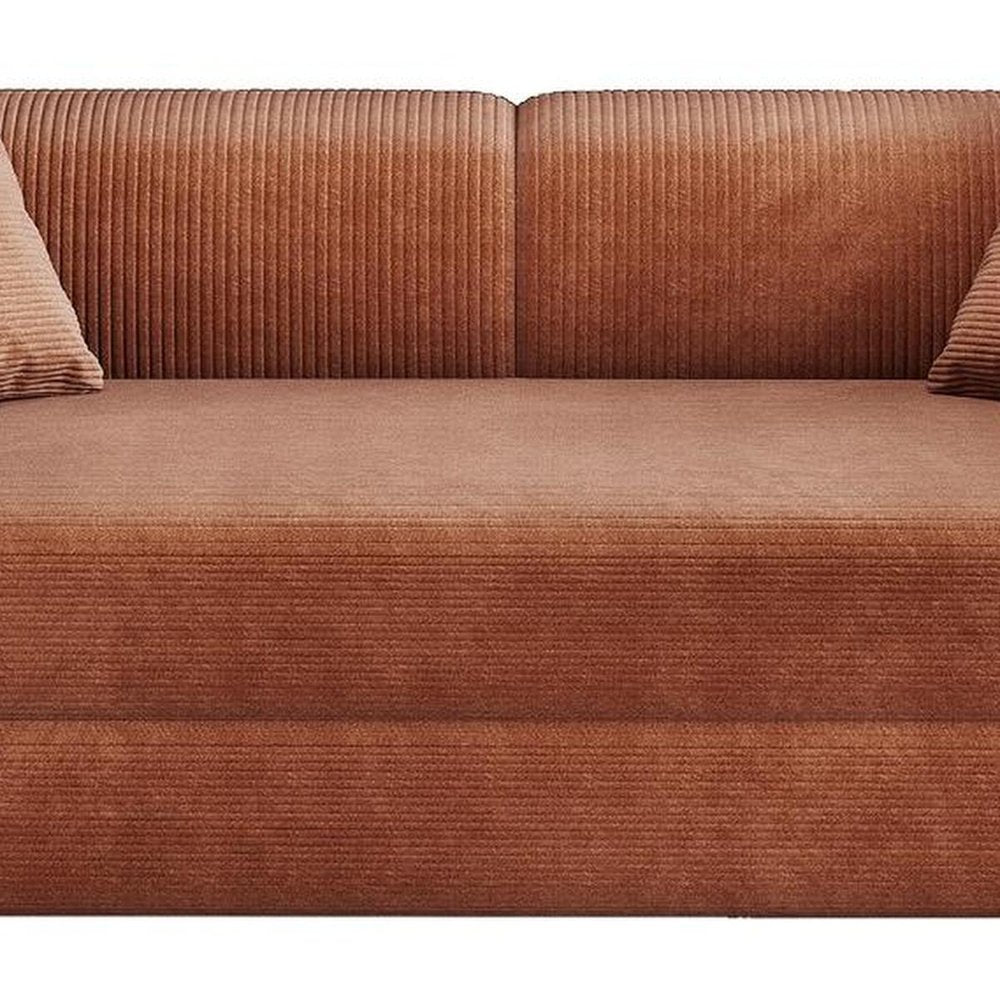 79" Black Corduroy Convertible Futon Sleeper Sofa With Toss Pillows