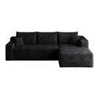 Black Corduroy Modular L Shaped Sofa and Chaise Sectional