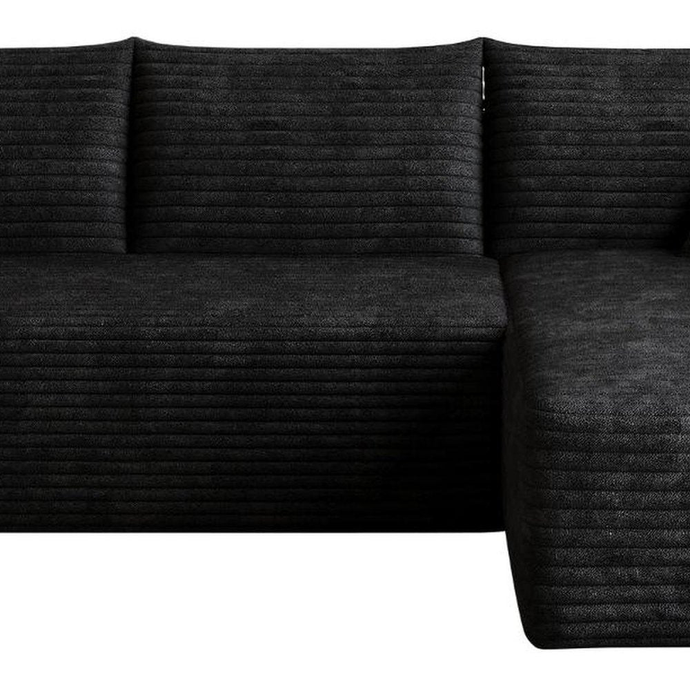Black Corduroy Modular L Shaped Sofa and Chaise Sectional