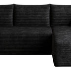 Black Corduroy Modular L Shaped Sofa and Chaise Sectional