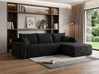 Black Corduroy Modular L Shaped Sofa and Chaise Sectional