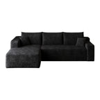 Black Corduroy Modular L Shaped Sofa and Chaise Sectional