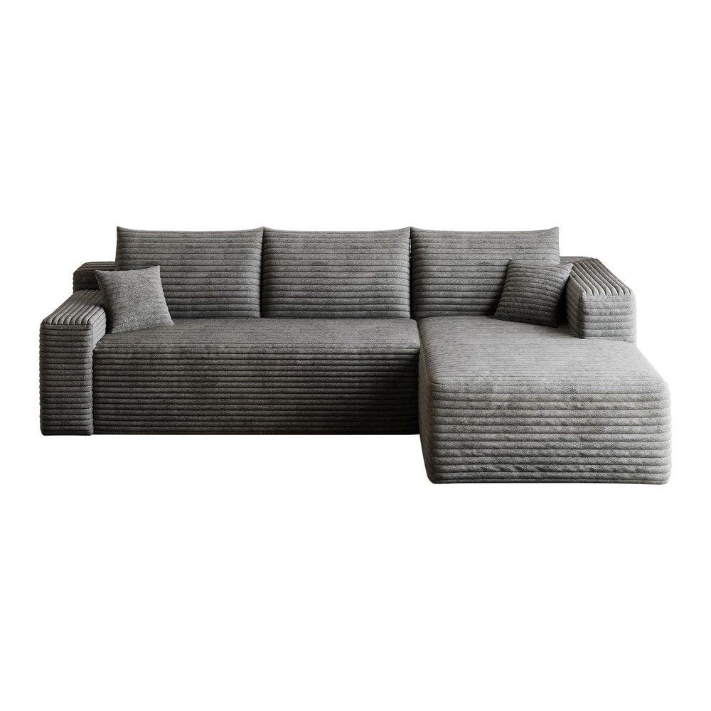 Gray Corduroy Modular L Shaped Sofa and Chaise Sectional