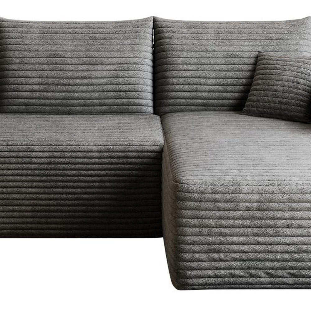 Gray Corduroy Modular L Shaped Sofa and Chaise Sectional