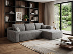 Gray Corduroy Modular L Shaped Sofa and Chaise Sectional