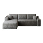 Gray Corduroy Modular L Shaped Sofa and Chaise Sectional