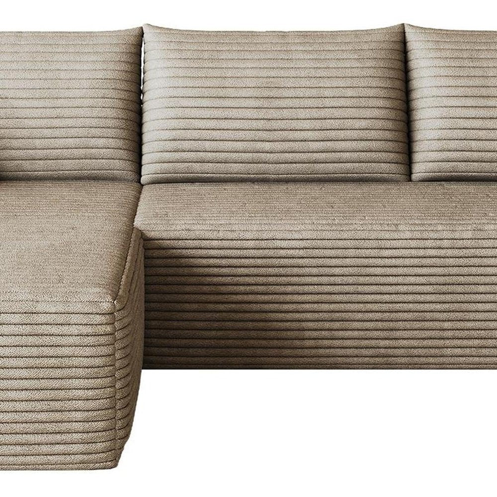 Camel Corduroy Modular L Shaped Sofa and Chaise Sectional