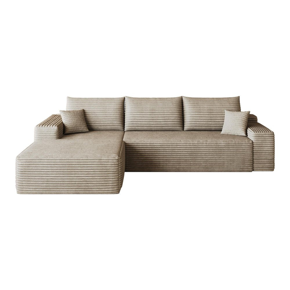 Camel Corduroy Modular L Shaped Sofa and Chaise Sectional