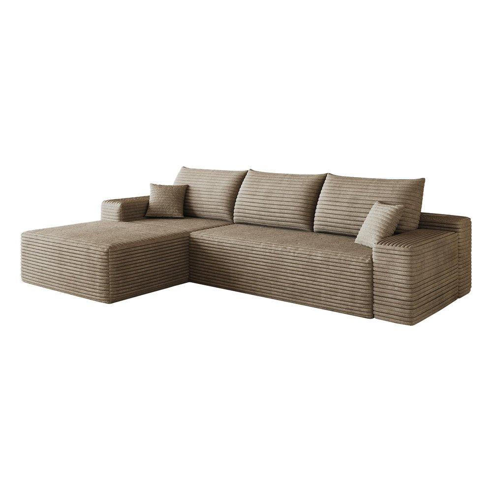 Camel Corduroy Modular L Shaped Sofa and Chaise Sectional
