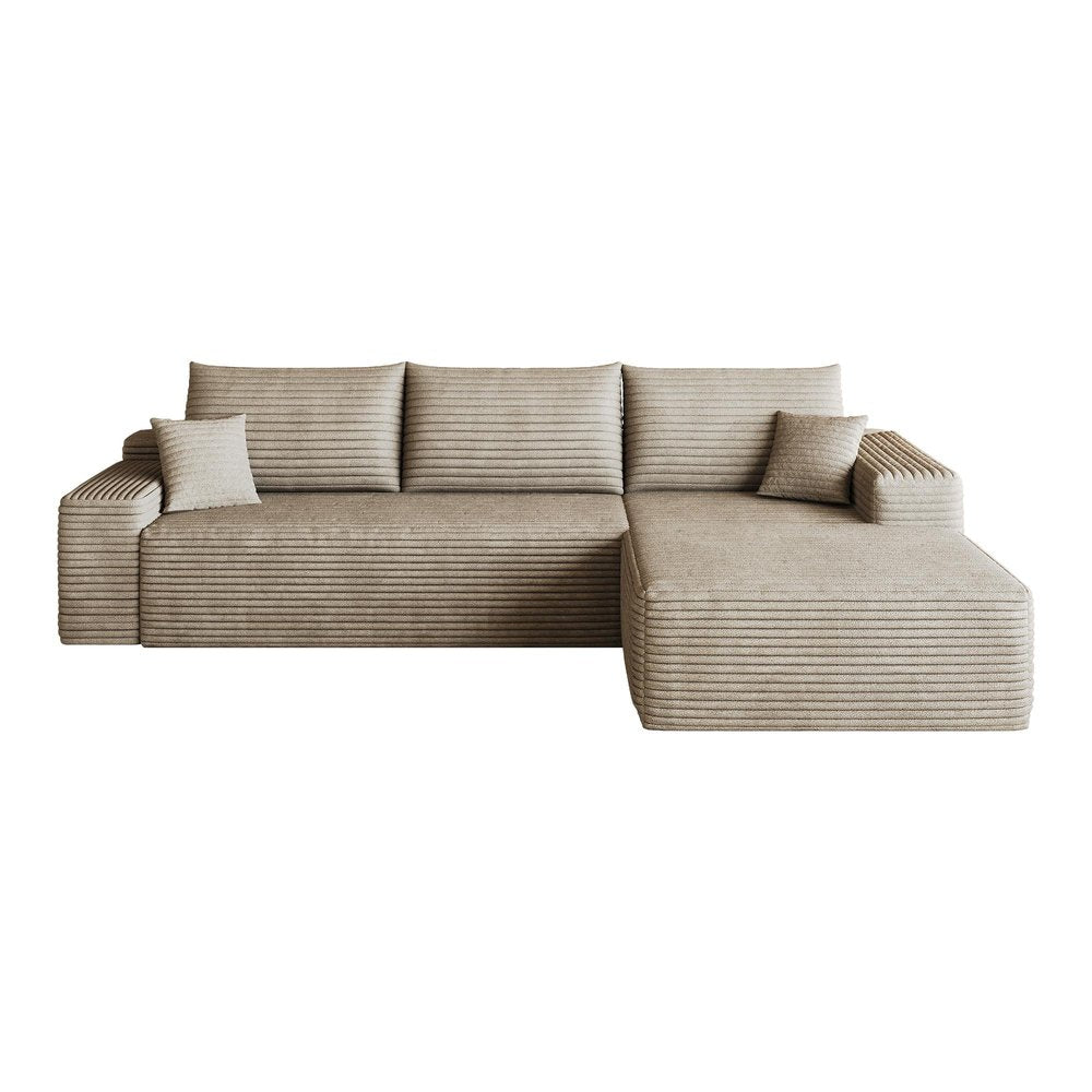 Camel Corduroy Modular L Shaped Sofa and Chaise Sectional