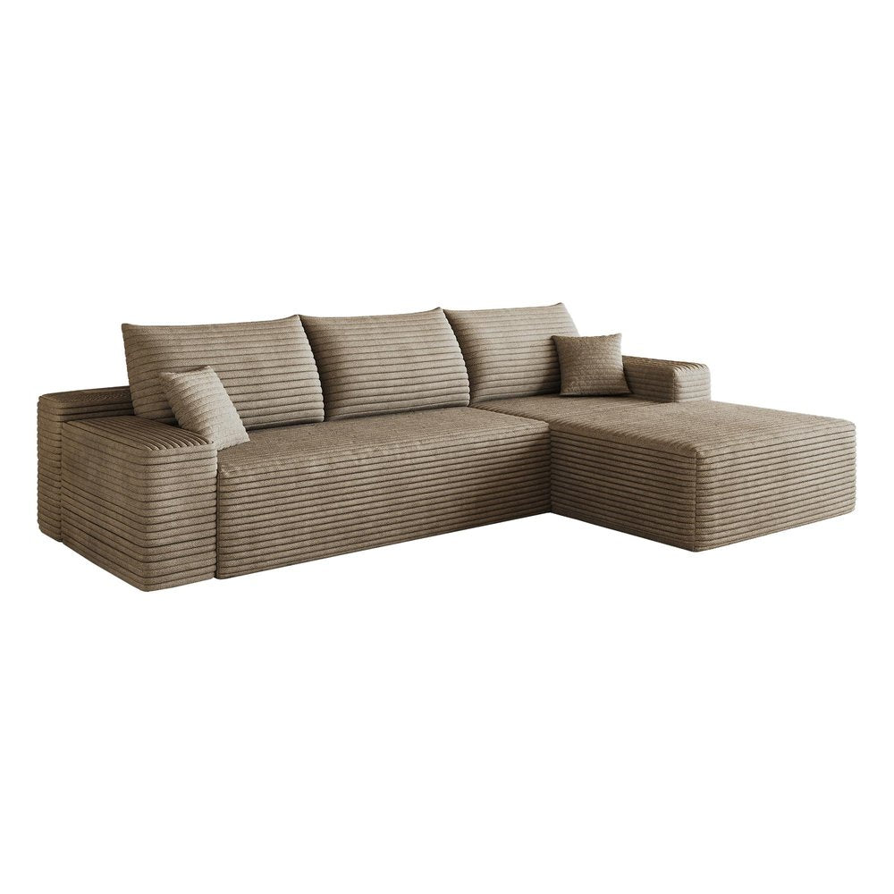 Camel Corduroy Modular L Shaped Sofa and Chaise Sectional