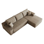 Camel Corduroy Modular L Shaped Sofa and Chaise Sectional