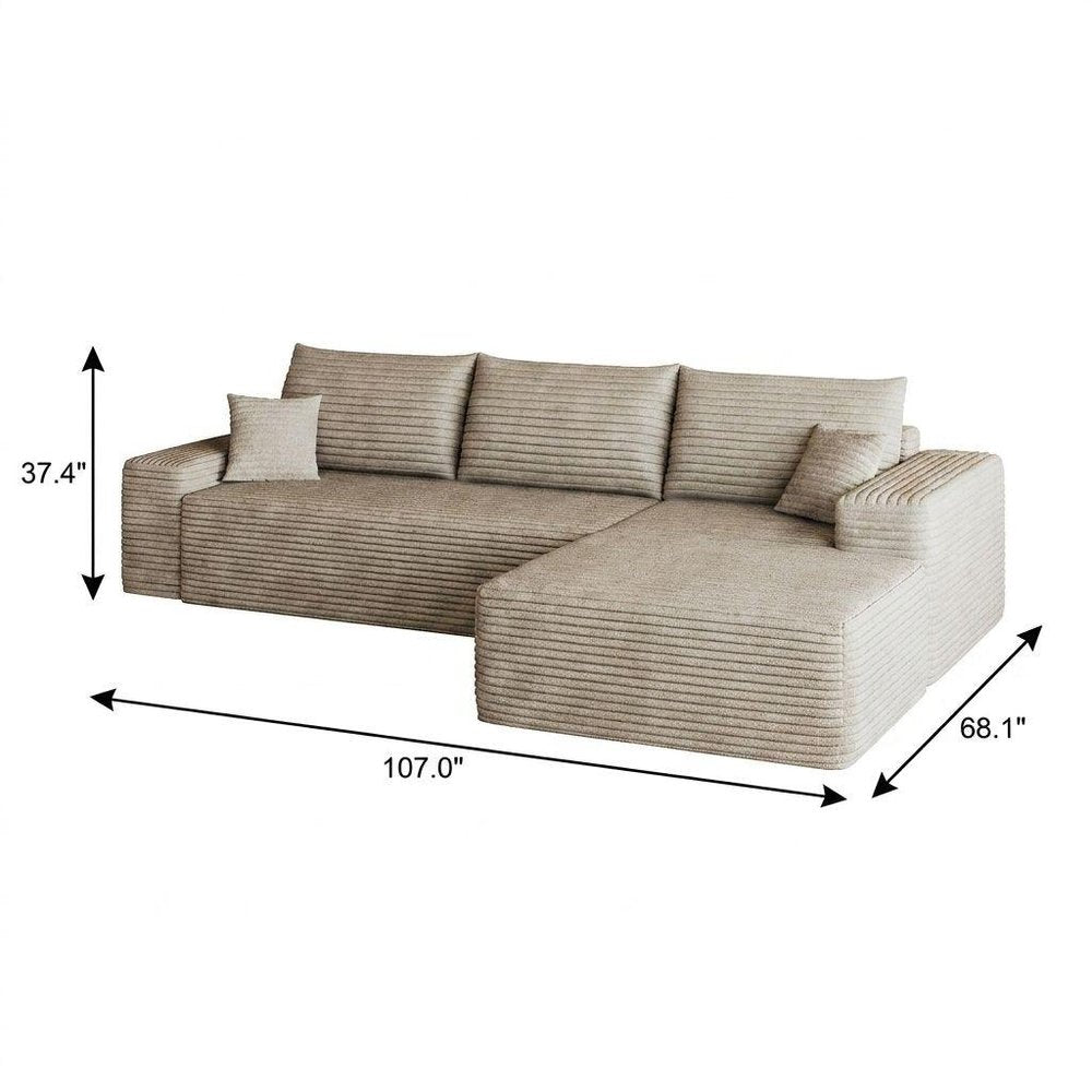 Camel Corduroy Modular L Shaped Sofa and Chaise Sectional