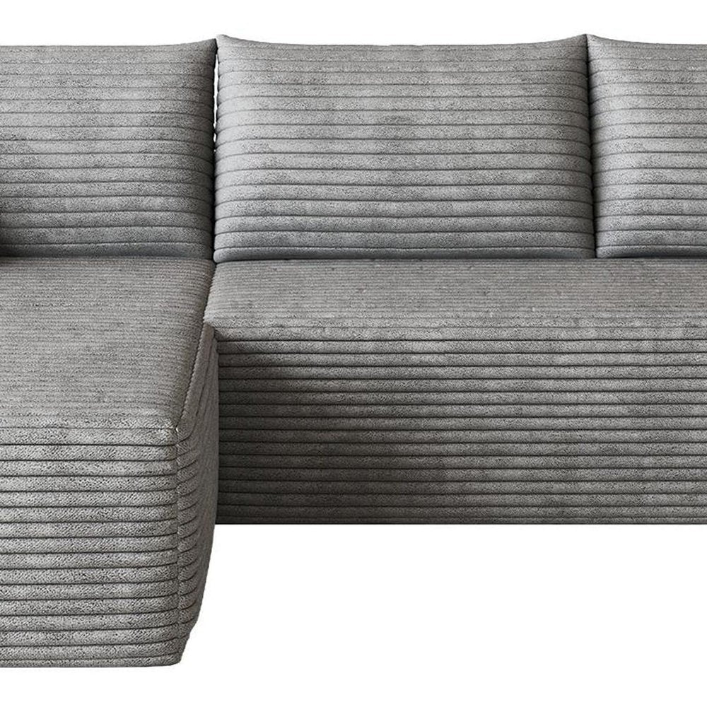 Gray Corduroy Modular L Shaped Sofa and Chaise Sectional