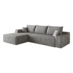 Gray Corduroy Modular L Shaped Sofa and Chaise Sectional