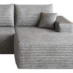 Gray Corduroy Modular L Shaped Sofa and Chaise Sectional