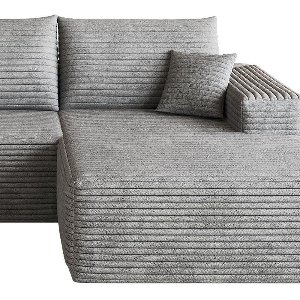 Gray Corduroy Modular L Shaped Sofa and Chaise Sectional