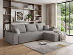 Gray Corduroy Modular L Shaped Sofa and Chaise Sectional