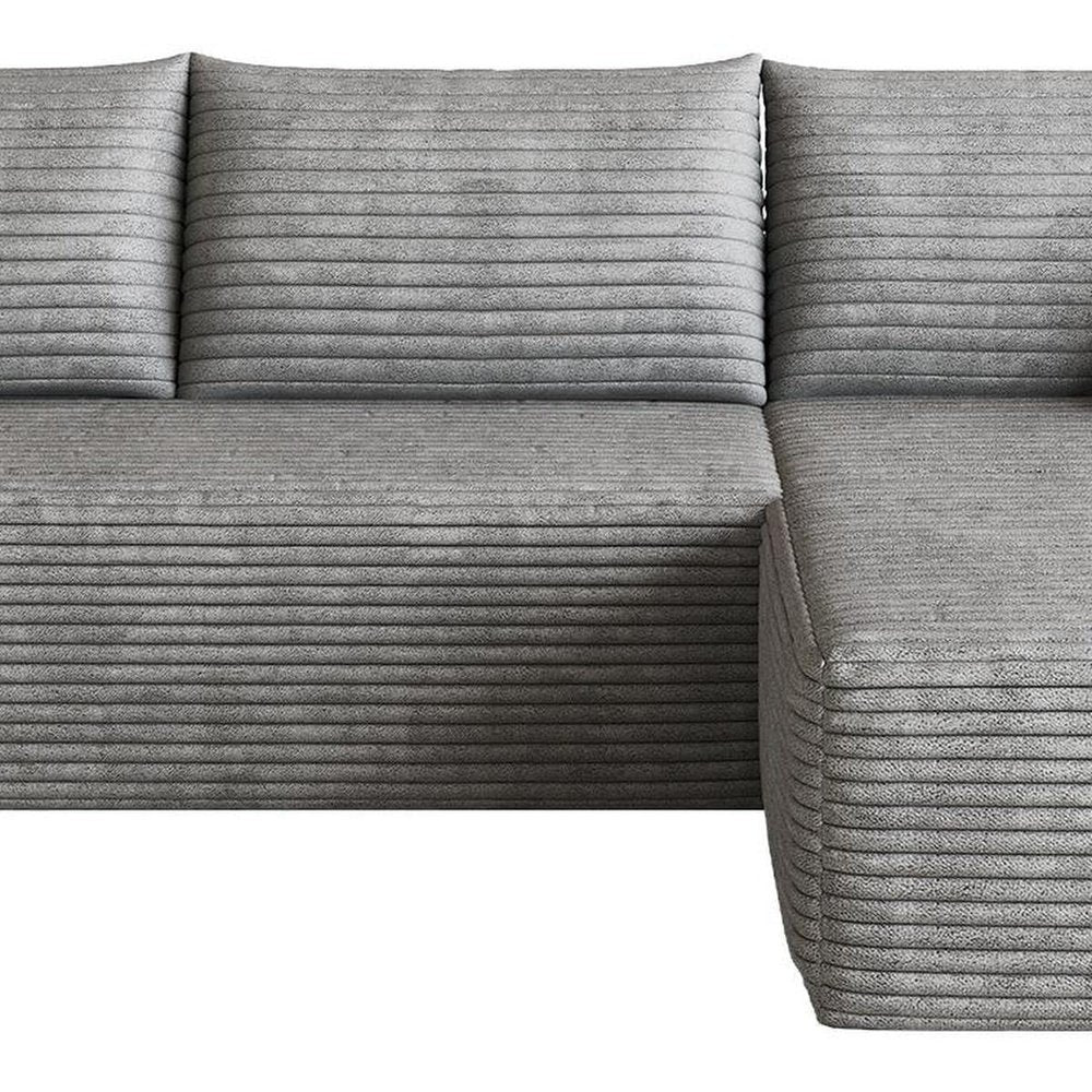 Gray Corduroy Modular L Shaped Sofa and Chaise Sectional