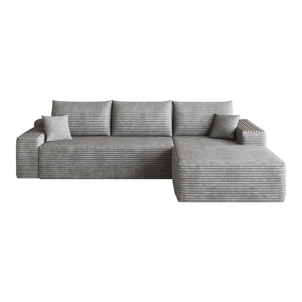 Gray Corduroy Modular L Shaped Sofa and Chaise Sectional