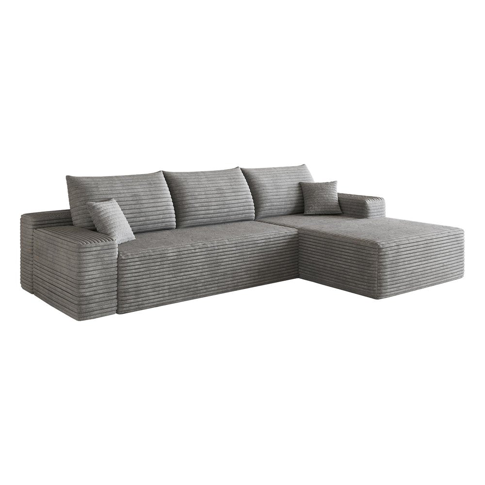 Gray Corduroy Modular L Shaped Sofa and Chaise Sectional