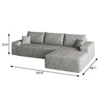 Gray Corduroy Modular L Shaped Sofa and Chaise Sectional