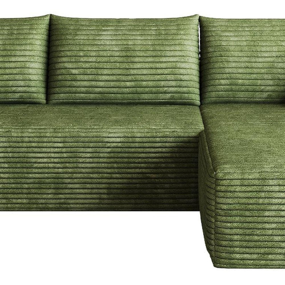Green Corduroy Modular L Shaped Sofa and Chaise Sectional