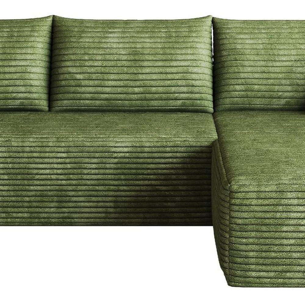 Green Corduroy Modular L Shaped Sofa and Chaise Sectional