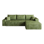 Green Corduroy Modular L Shaped Sofa and Chaise Sectional