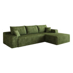 Green Corduroy Modular L Shaped Sofa and Chaise Sectional
