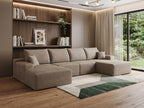 Camel Corduroy Modular L Shaped Sofa and Chaise Sectional