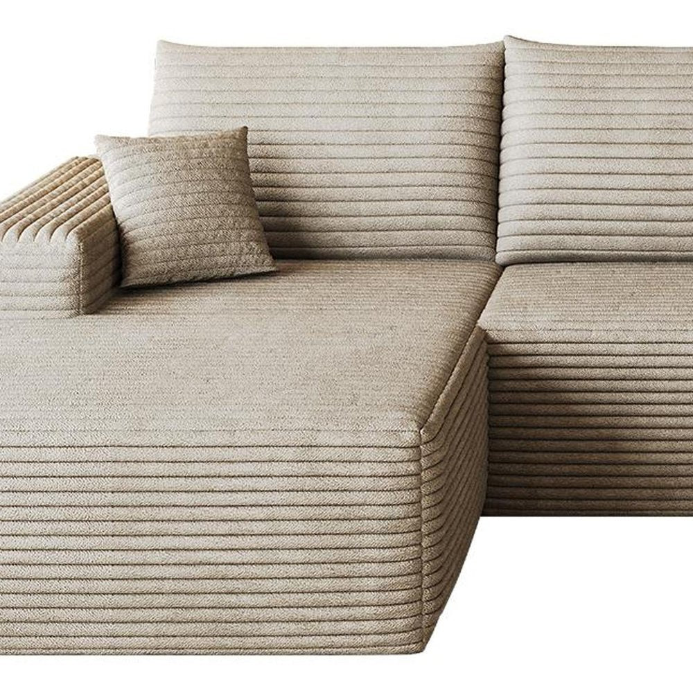 Camel Corduroy Modular L Shaped Sofa and Chaise Sectional