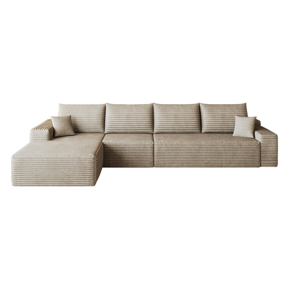 Camel Corduroy Modular L Shaped Sofa and Chaise Sectional