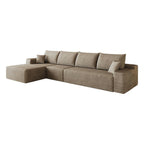 Camel Corduroy Modular L Shaped Sofa and Chaise Sectional