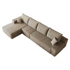 Camel Corduroy Modular L Shaped Sofa and Chaise Sectional
